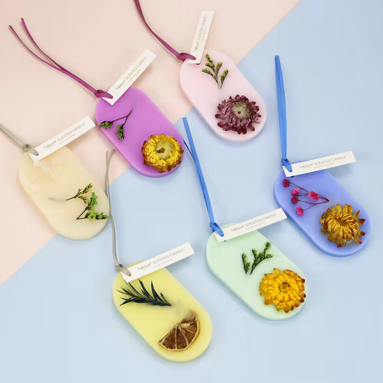 Acceptez le comprimé coloré personnalisé de bougie de cire de parfum de fleurs séchées décoratives de Club de cristal avec la boîte d'emballage