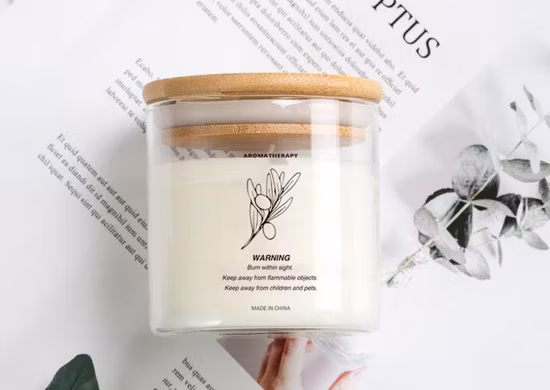 Bougie parfumée décorative de bouteille de couverture en verre de cire de soja d'aromathérapie sans flamme de SPA