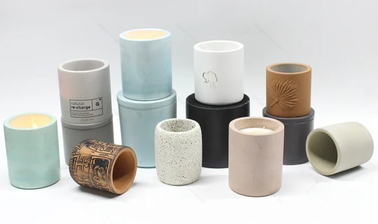 Support de pot de bougie en béton en forme de cylindre haut, polyvalent, fait à la main, décoration d'intérieur, 10 Oz